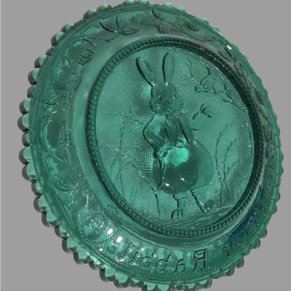 Vintage PAIRPOINT Glass Cup Plate #8 Peter Rabbit, Green Briar Green - Picture 6 of 8